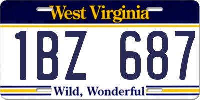 WV license plate 1BZ687