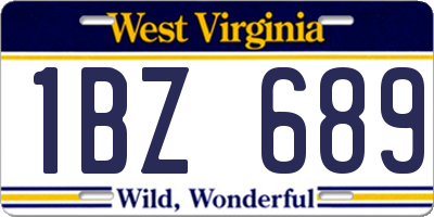 WV license plate 1BZ689