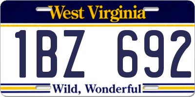 WV license plate 1BZ692