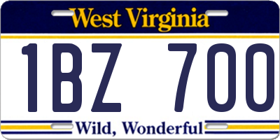WV license plate 1BZ700