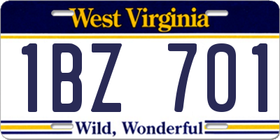 WV license plate 1BZ701