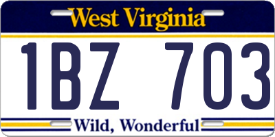 WV license plate 1BZ703