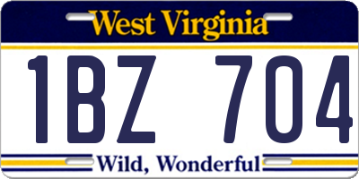 WV license plate 1BZ704