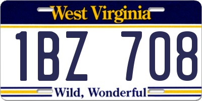 WV license plate 1BZ708