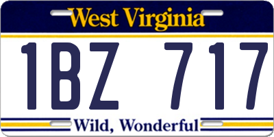 WV license plate 1BZ717