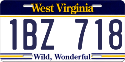WV license plate 1BZ718