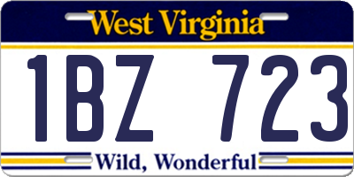 WV license plate 1BZ723
