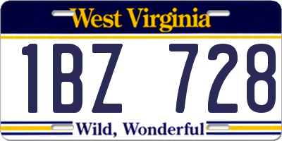 WV license plate 1BZ728