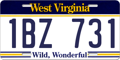 WV license plate 1BZ731