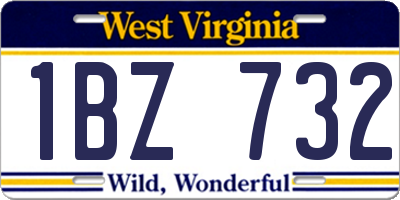WV license plate 1BZ732
