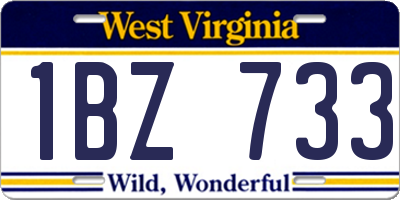 WV license plate 1BZ733