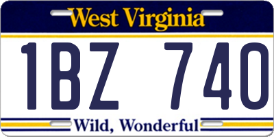 WV license plate 1BZ740
