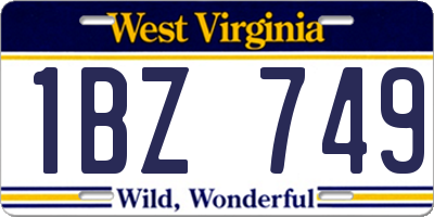 WV license plate 1BZ749