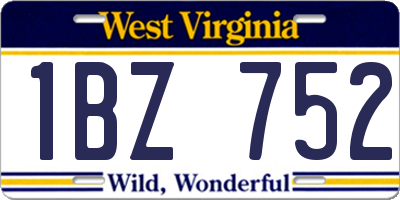 WV license plate 1BZ752