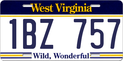 WV license plate 1BZ757