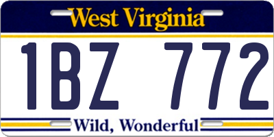 WV license plate 1BZ772