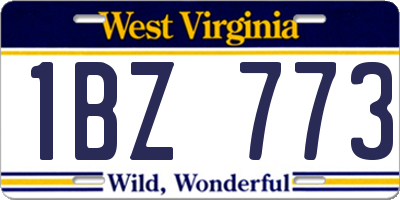 WV license plate 1BZ773