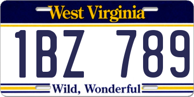WV license plate 1BZ789