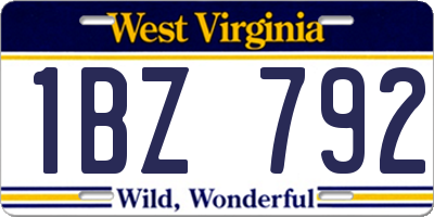 WV license plate 1BZ792
