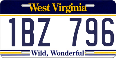 WV license plate 1BZ796