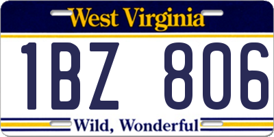 WV license plate 1BZ806