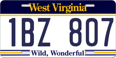 WV license plate 1BZ807