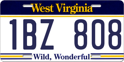 WV license plate 1BZ808