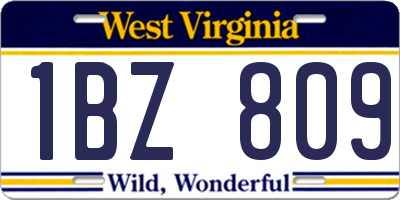 WV license plate 1BZ809