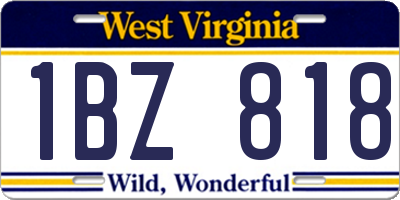 WV license plate 1BZ818