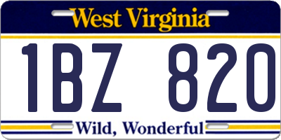 WV license plate 1BZ820