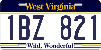 WV license plate 1BZ821