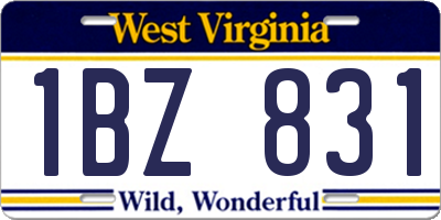 WV license plate 1BZ831