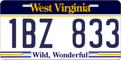 WV license plate 1BZ833