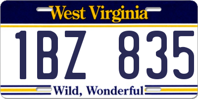 WV license plate 1BZ835