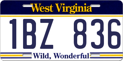 WV license plate 1BZ836