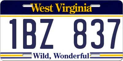WV license plate 1BZ837