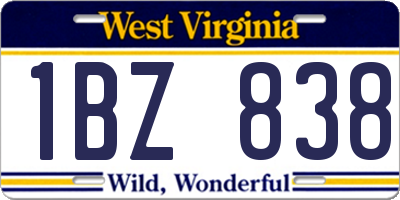 WV license plate 1BZ838
