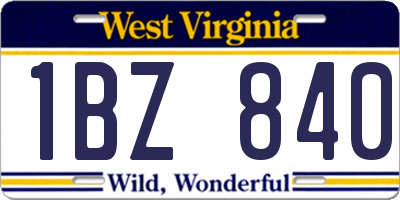 WV license plate 1BZ840