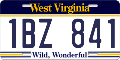 WV license plate 1BZ841