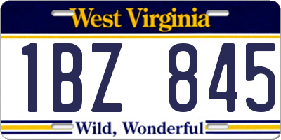 WV license plate 1BZ845