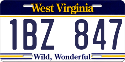 WV license plate 1BZ847