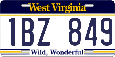 WV license plate 1BZ849