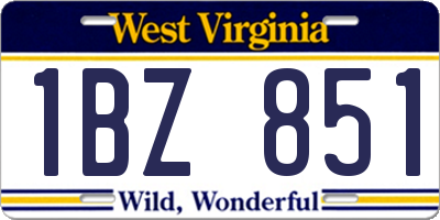 WV license plate 1BZ851
