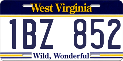 WV license plate 1BZ852