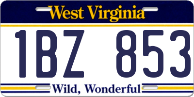 WV license plate 1BZ853