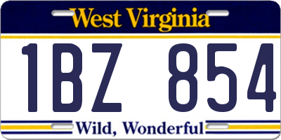 WV license plate 1BZ854