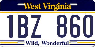 WV license plate 1BZ860