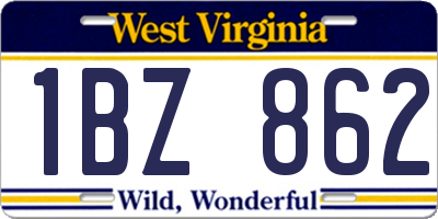 WV license plate 1BZ862