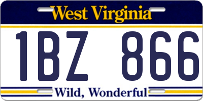 WV license plate 1BZ866