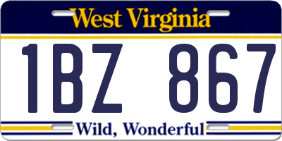 WV license plate 1BZ867